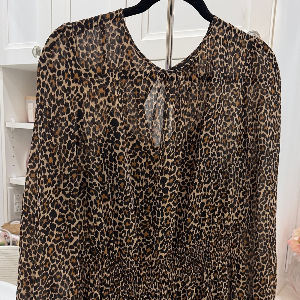 J. Crew Leopard Print Long Sleeve Dress